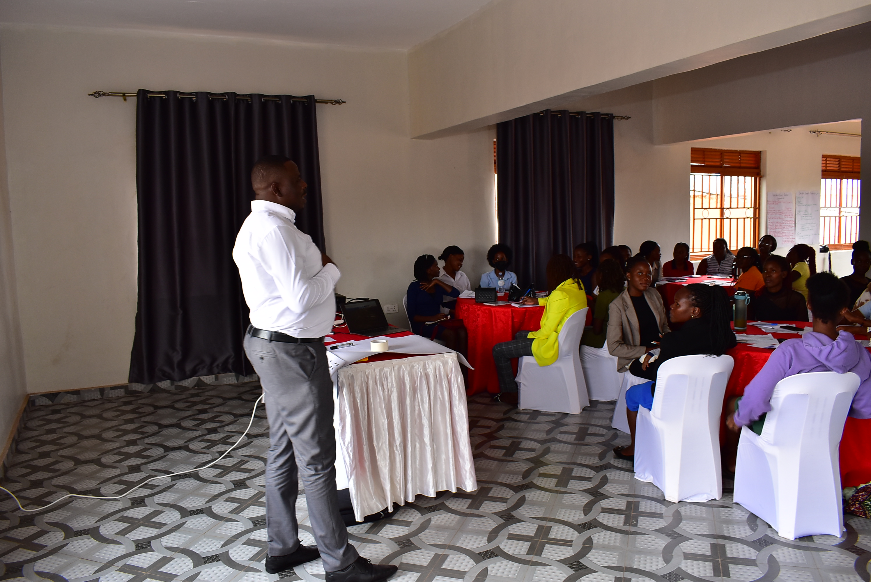 Students with laptops during digital skills training
